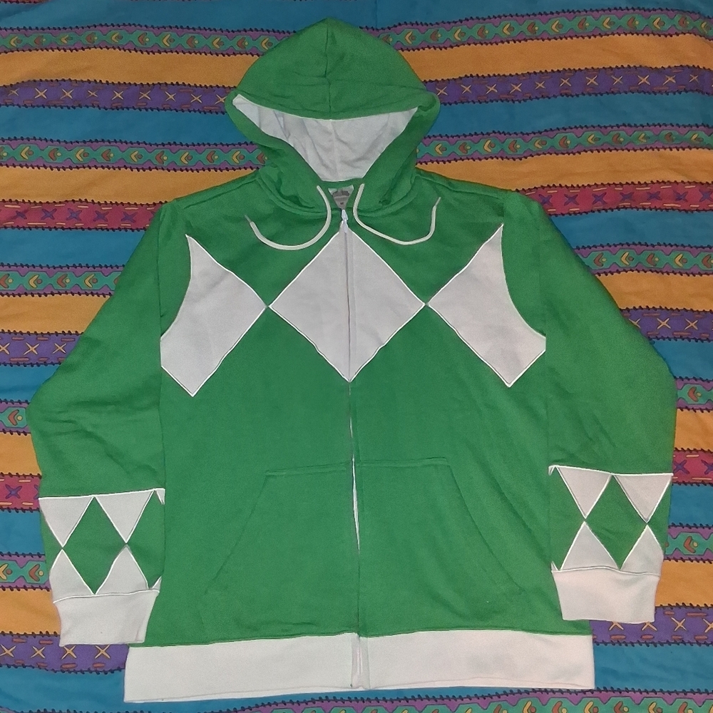2014 Mighty Morphin Power Rangers Vintage Green Ranger Hoodie Hooded Sweatshirt